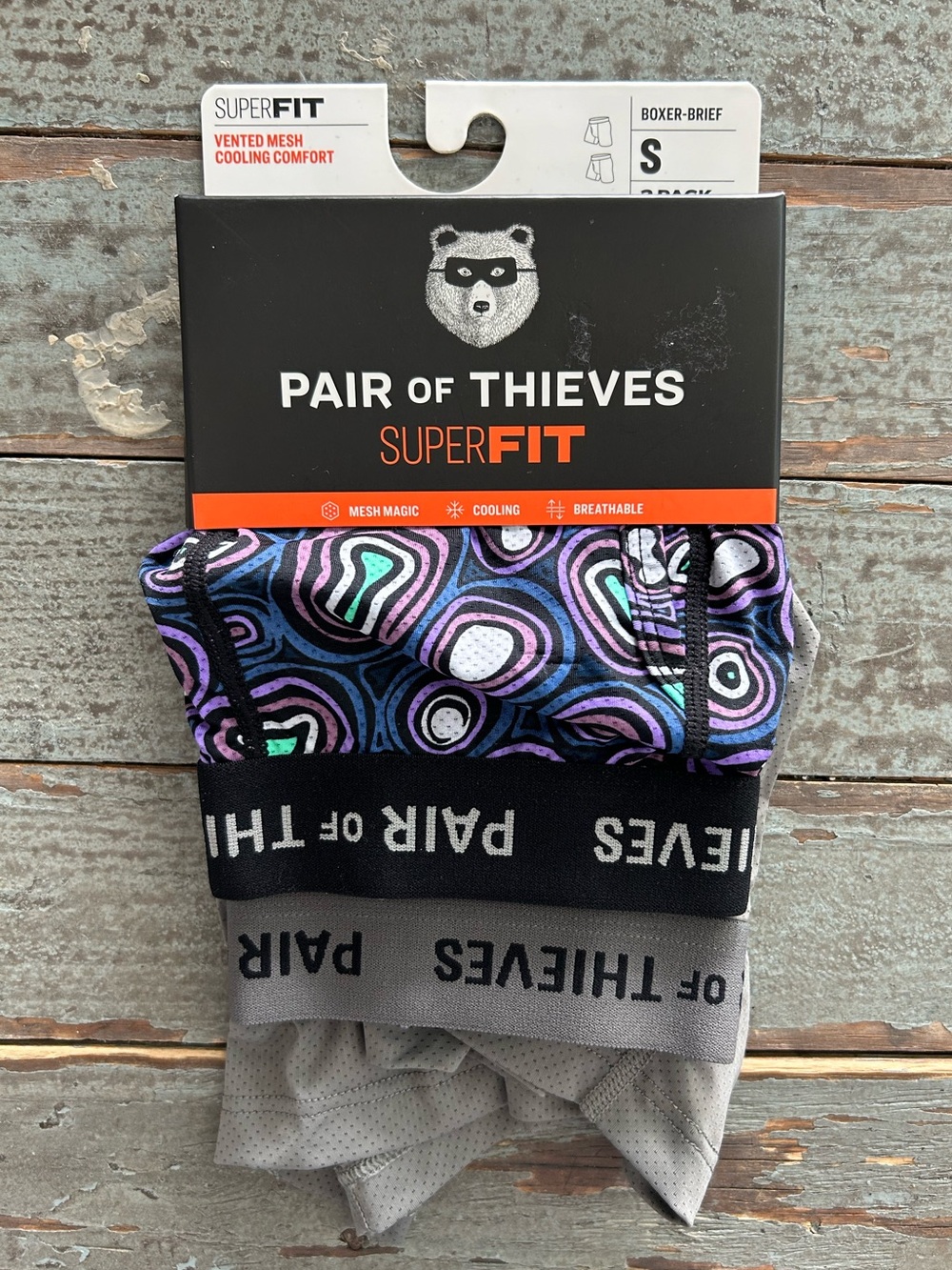 NWT Pair of Thieves SuperFit Boxer Briefs 2-Pack Purple Gray Small